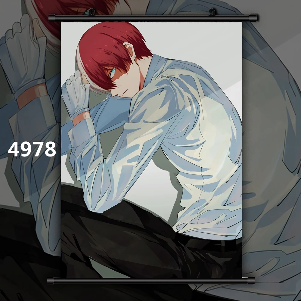 4978 Boku no My Hero Academy Bakugou Katsuki Todoroki Shoto Midoriya Izuku Аниме Манга настенный плакат свиток D - Цвет: 4978