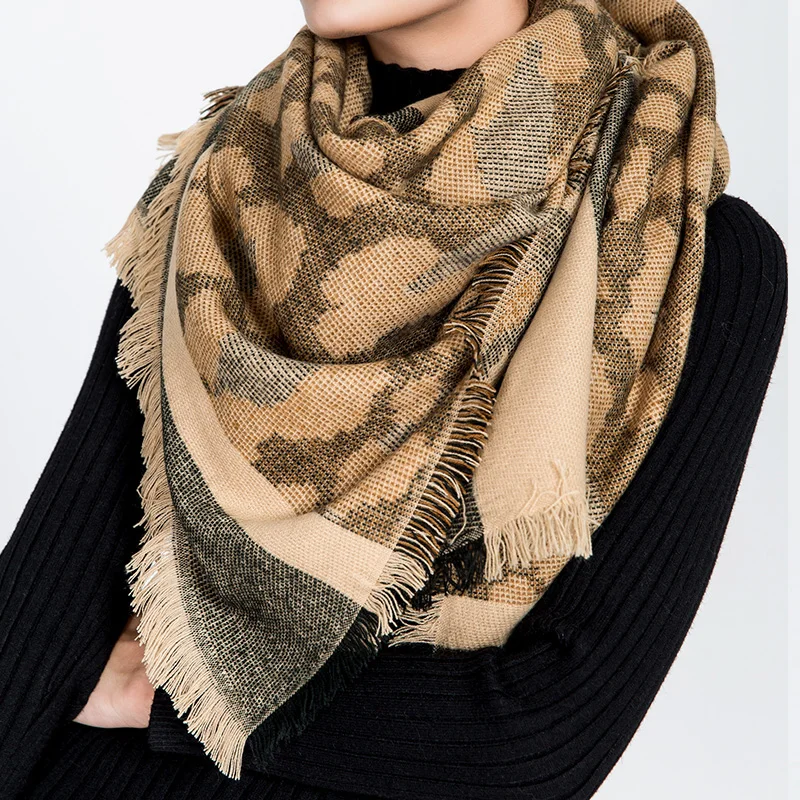 Новый женский шарф шаль Осень-зима Женский кашемировый шарф-пончо двухсторонний