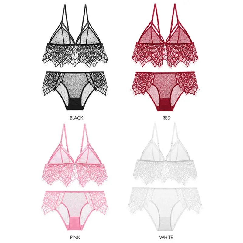Комплект женского нижнего белья бюстгальтер с широкой кружевной сеткой тонкая