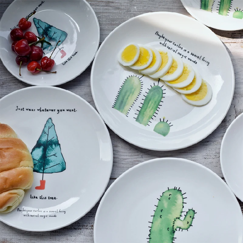 Керамическая тарелка в виде кактуса 8 дюймов домашняя посуда кухонная торт