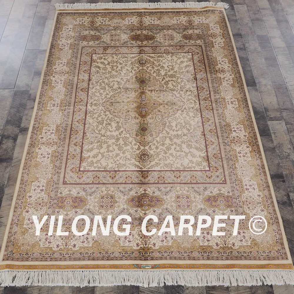 

Yilong 4.5'x6.5' Vintage Persian Area Rugs for Home Classic Oriental Qum Silk Carpet (ZQG055A4.5x6.5)
