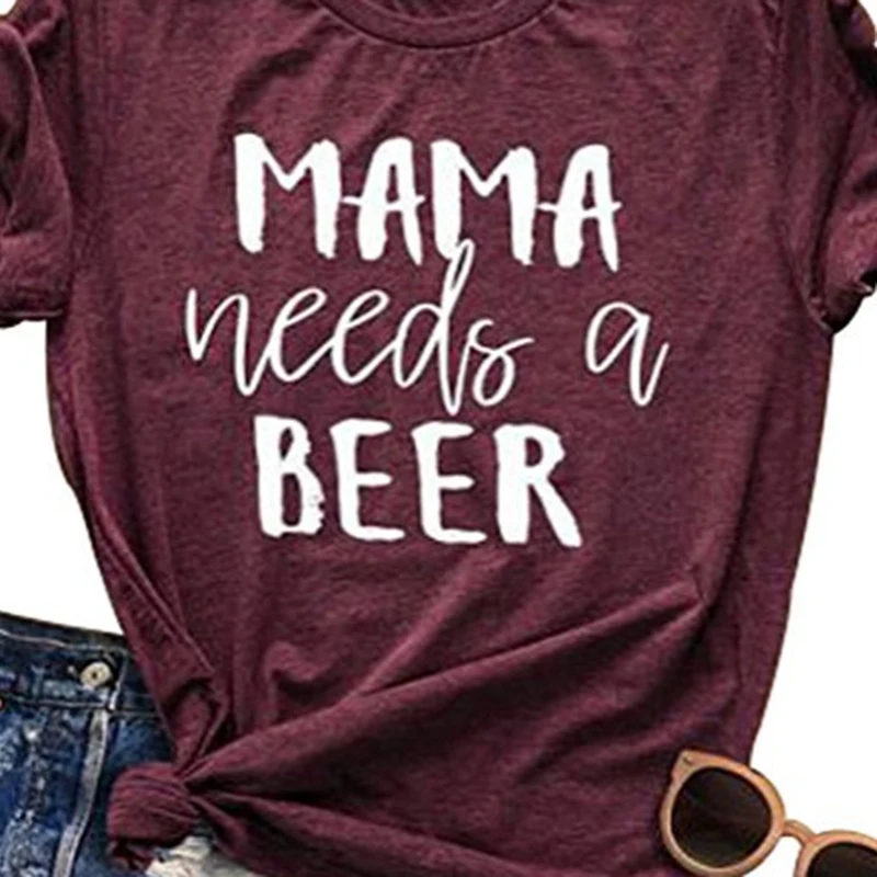 Забавная футболка с буквенным принтом Mama Need a Beer Boyfriend стильная унисекс летняя