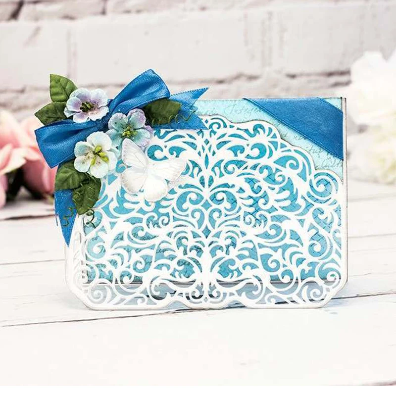 Swirls кружевная кромка рамка металлические штампы трафареты для DIY Скрапбукинг