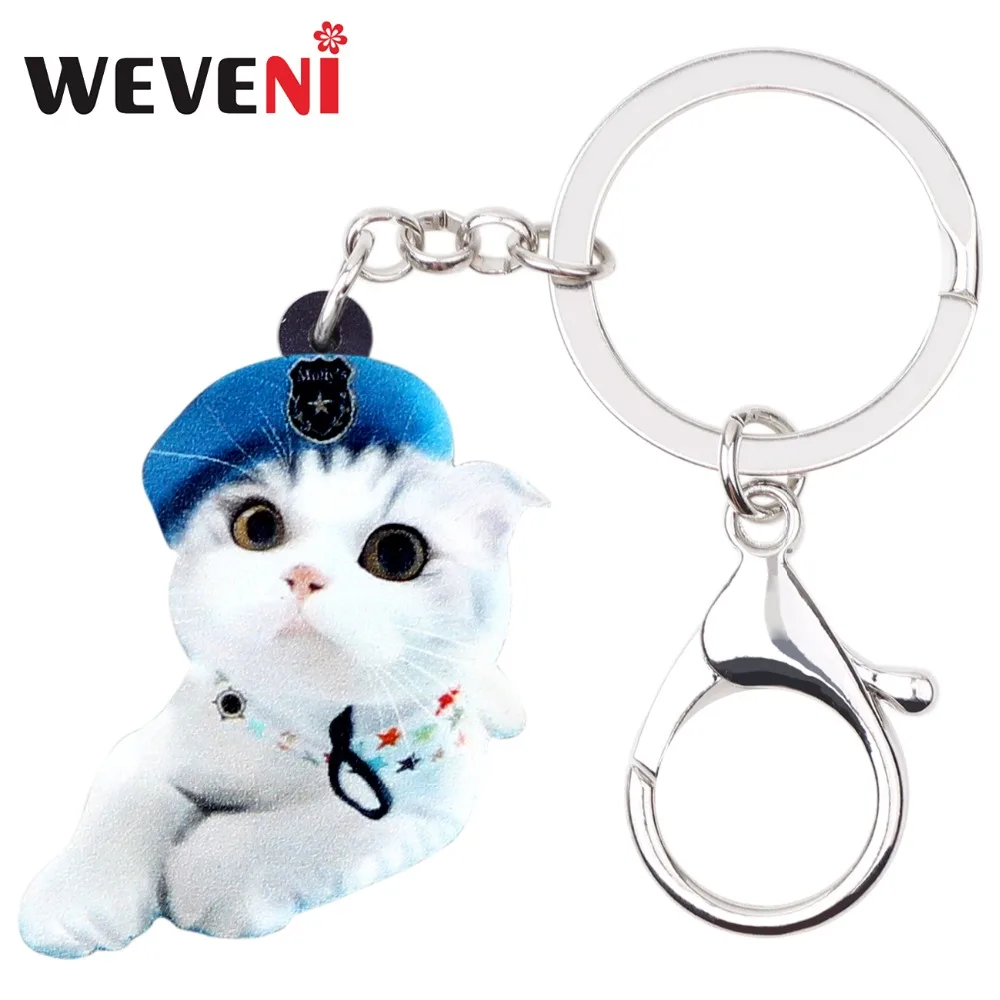 WEVENI акриловый милый берет котенок кошка брелки кольца трендовые животные