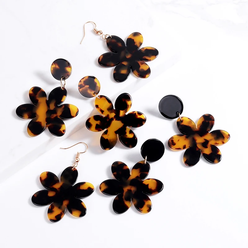 Винтажные акриловые Висячие серьги для женщин леопардовые Черепаховые с большим