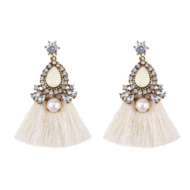 Best lady Boho модные серьги с кисточками для женщин Свадебные винтажный геометрический вечерние бахромой массивные серьги-капельки многоцветные подарки - Окраска металла: White 4