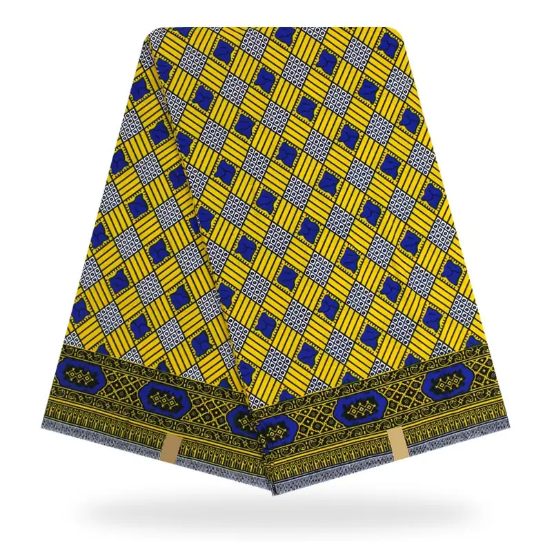 Вечернее платье из 100% хлопка в африканском стиле с желтым ромбовидным рисунком 6