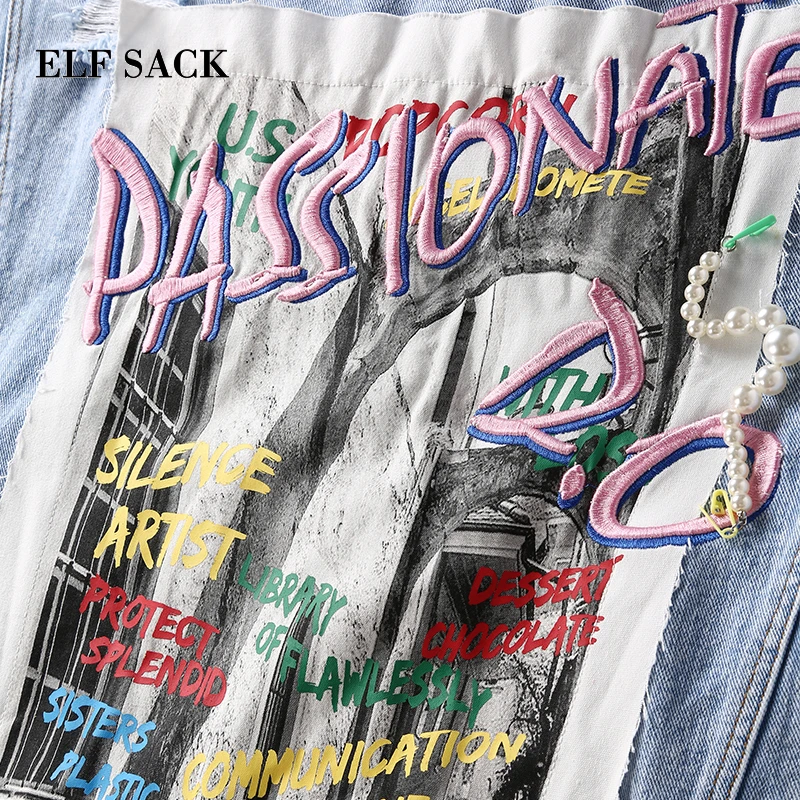 ELFSACK/осеннее Новое Женское пальто из хлопка Повседневная однотонная джинсовая