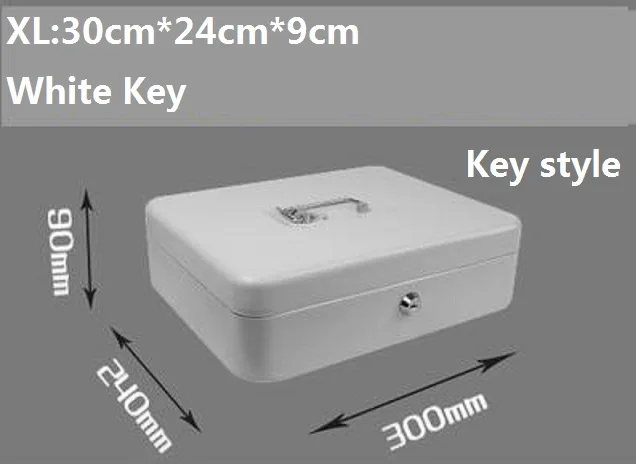 White XL Key Ключ/пароль, стальные безопасные коробки для хранения, коробка для хранения, бумажная копилка, маленькая сменная копилка, коробки для документов с замком - Цвет: White XL Key