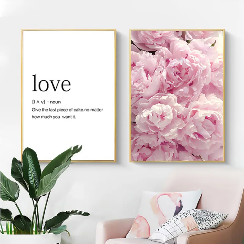 Скандинавский цветочный пион Скандинавская Картина на холсте минималистичный