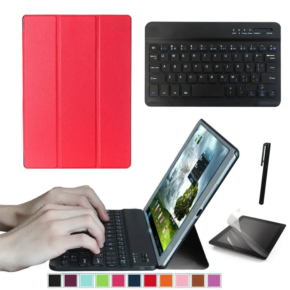 Набор аксессуаров для samsung Galaxy Tab S2 9,7 SM-T815 SM-T810-умный чехол+ Bluetooth клавиатура+ Защитная пленка+ стилус - Цвет: BK9-RD