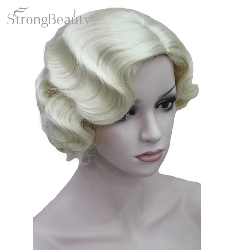614 StrongBeauty короткий волнистый парик блондинка черный коричневый красные синтетические волосы женщины косплей парик - Цвет: 614