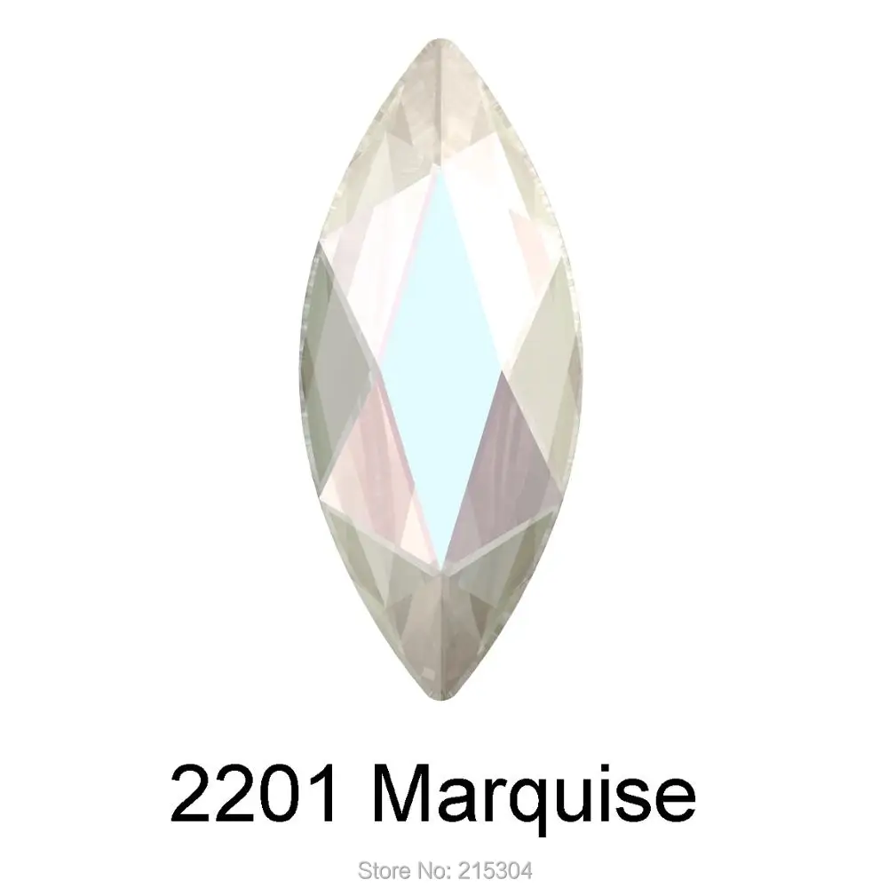 Кристаллы Swarovski Marquise (2201) AB (без горячей фиксации или фиксации) железные (8x3 5 мм 14x6