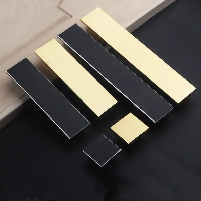 Однотонные латунные ручки для шкафа черные ящиков комода кухонные дверей