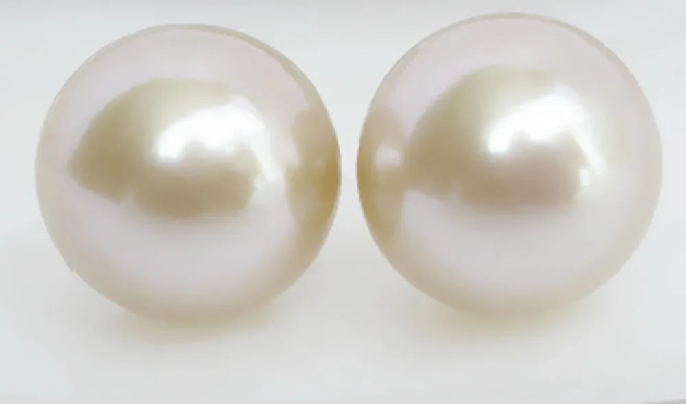 Серьги-пусеты AAA + натуральный белый круглый Южный жемчуг из морской раковины 12 мм