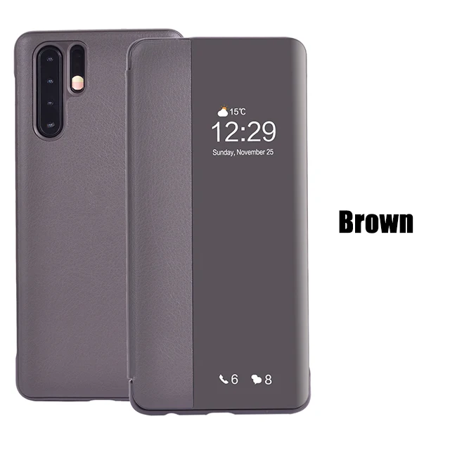 Brown Чехол-раскладушка кожаный чехол для телефона для huawei P30 Lite P20 Pro P 30 20 P30Pro P20Pro 30Pro 20Pro P30Lite P20Lite Smart View fundas - Цвет: Brown
