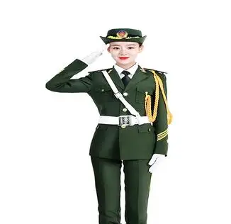 Woman Green Pants Армейская защитная полоса Honor костюм одежда красивые носочки с флагом Raiser костюм Honor Guard Китайская национальная Производительность куртка Military - Цвет: Woman Green Pants