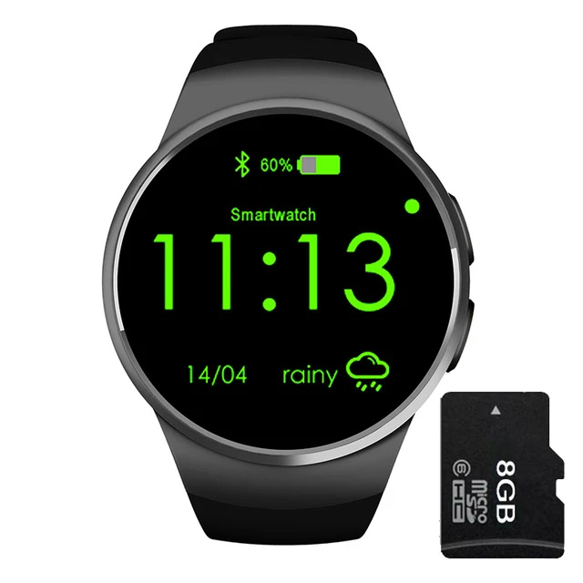 Умные часы KW18 с поддержкой sim-карты TF, монитор сердечного ритма MTK2502, умные часы для apple, samsung, Android, IOS, умные часы, носимые - Цвет: black add 8GB TF