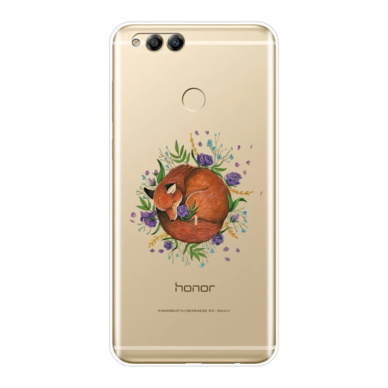 ТПУ чехол для телефона для huawei Honor 10 9 8 8X MAX Kawaii Fox Мягкая силиконовая задняя крышка для huawei Honor 7 8 9 10 Lite 7S 7X 7A 7C Pro