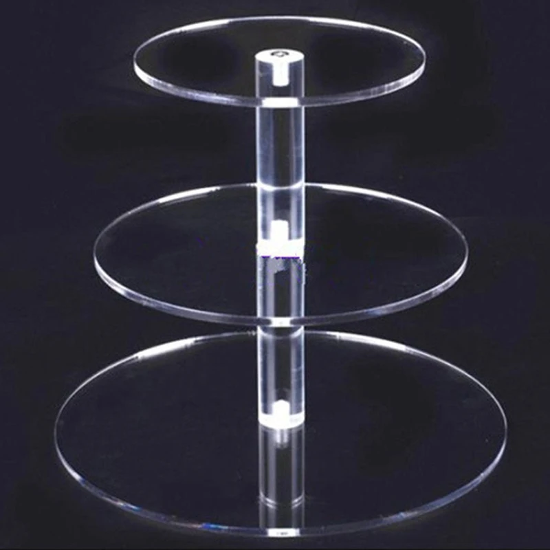 1PC Transparent Removable Acrylic Cake Display Stand Round Cupcake Holder Bakeware Festival Wedding Birthday Party Decoration