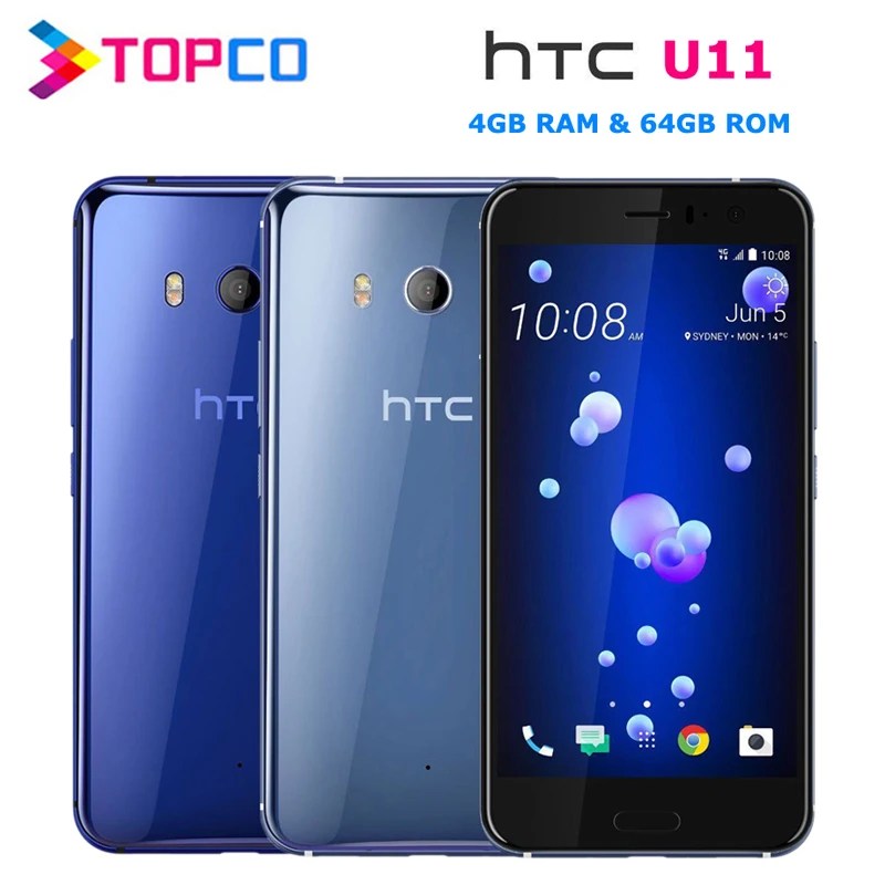 Htc U11 Dual 64 Гб разблокированный GSM 3G и 4G Android мобильный телефон Восьмиядерный 5," 12 МП и 16 МП 4 Гб ram 64 Гб rom отпечаток пальца NFC
