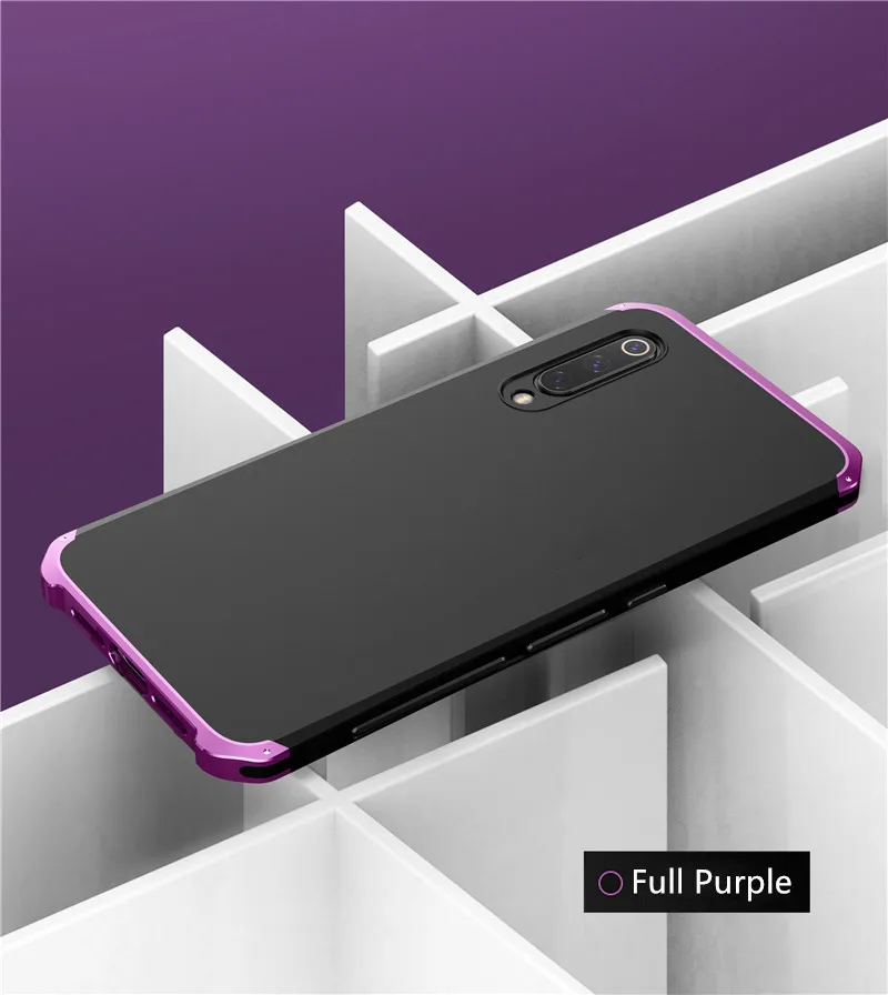 Роскошный металлический защитный жесткий чехол из поликарбоната для XiaoMi 9 9se RedMi Note 7 Алюминиевый противоударный защитный бампер для XiaoMi XioMi 8 8se чехол - Цвет: Black Purple