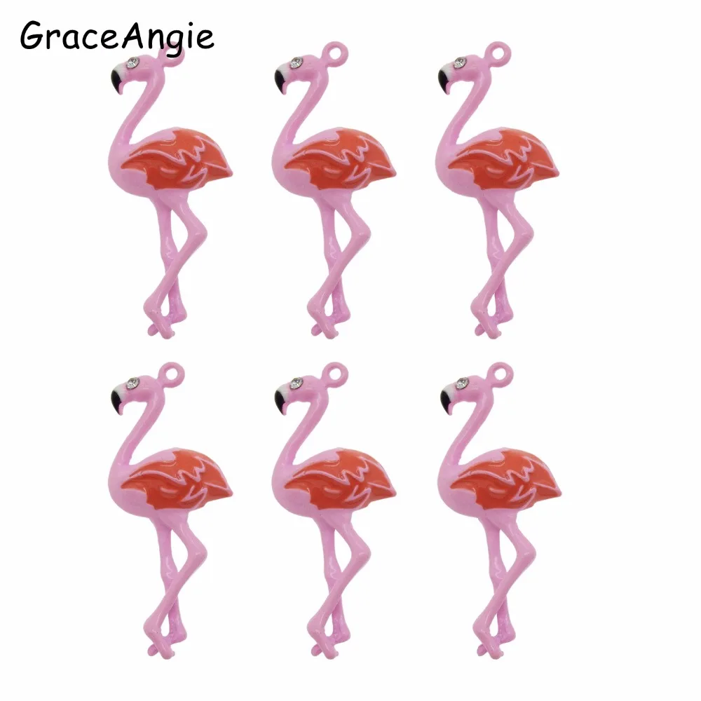 3 шт. милый розовый страусиный красно коронный кран кулон в виде животного