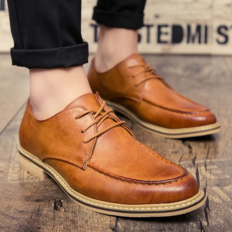 Новинка 2019 Роскошные Кожаные броги мужские туфли на плоской подошве