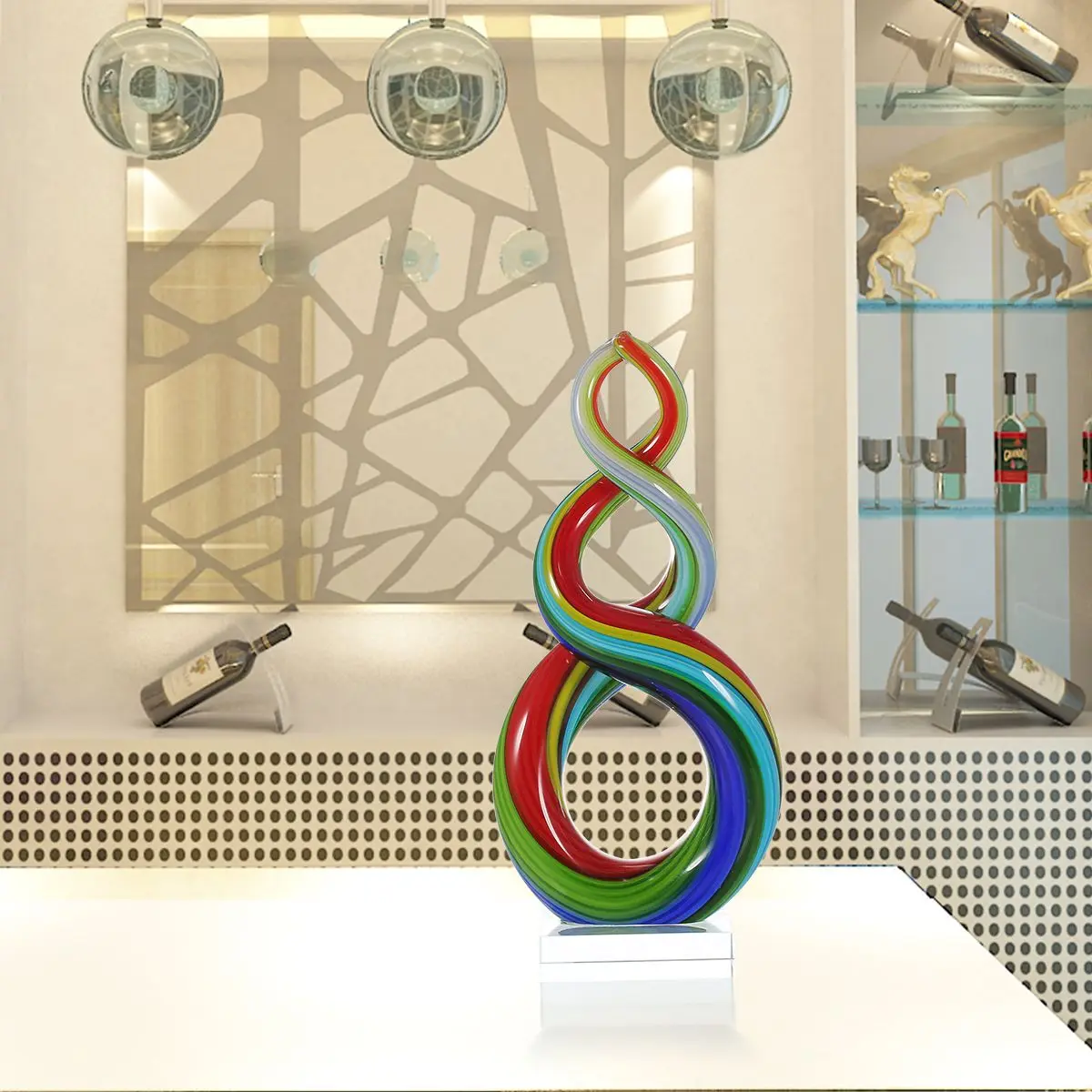 Tooarts красочные ленты стеклянная скульптура домашний Декор абстрактный орнамент