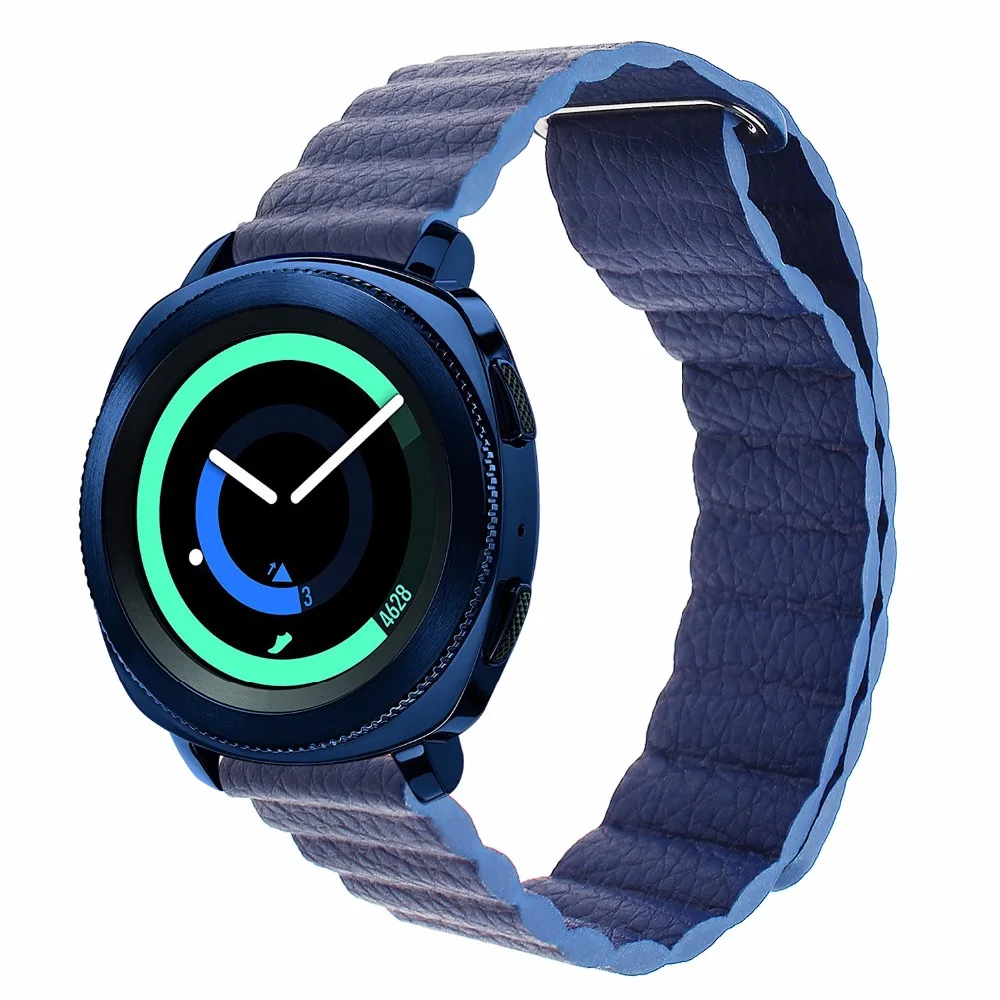 20 мм ремешок для часов из натуральной кожи для samsung gear Sport SM-R600 Смарт-часы ремешок с магнитной пряжкой быстросъемный ремень