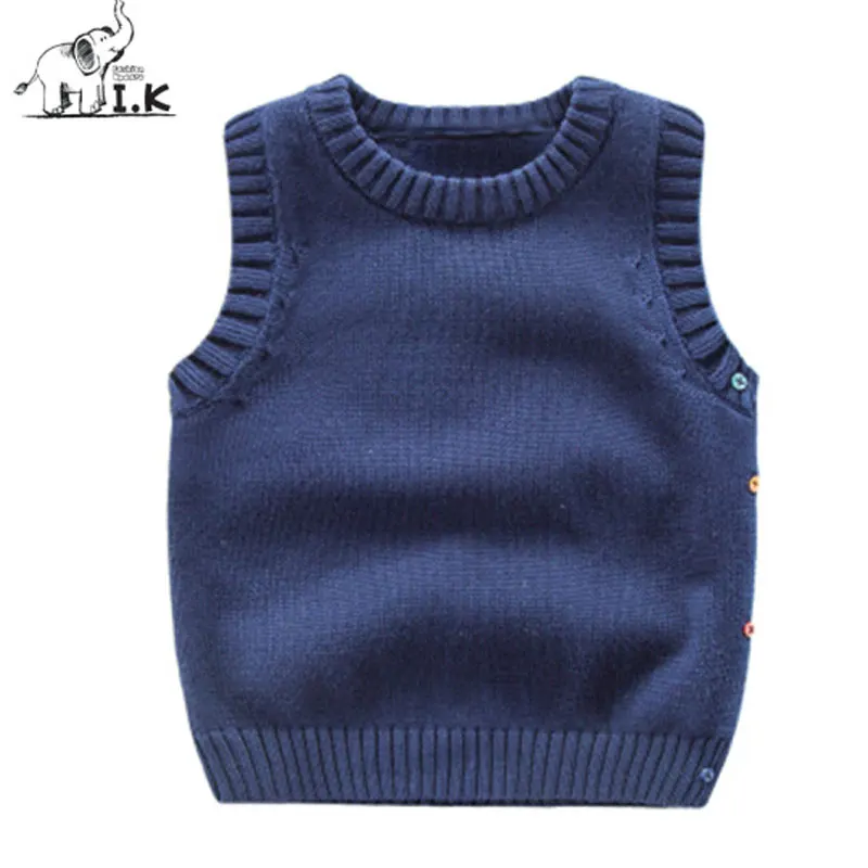 I.K/жилетка для мальчиков Свитера на осень зиму однотонные хлопковые топы без