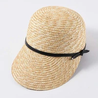 woven wheat straw cadet cap beige women sewn braid visor sun hat kentucky derby cap lady new summer beach cap equestrian cap