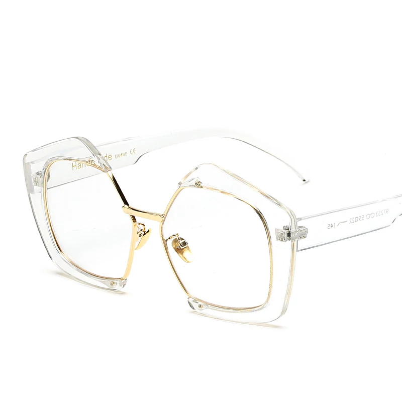 Женские винтажные солнцезащитные очки в полуоправе ROYAL GIRL большие с пентагоном