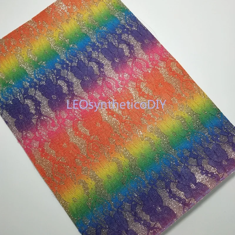 90X134CM синтетический Letaher Cuero Sintetico Радуга кружево кожа для изготовления бантов
