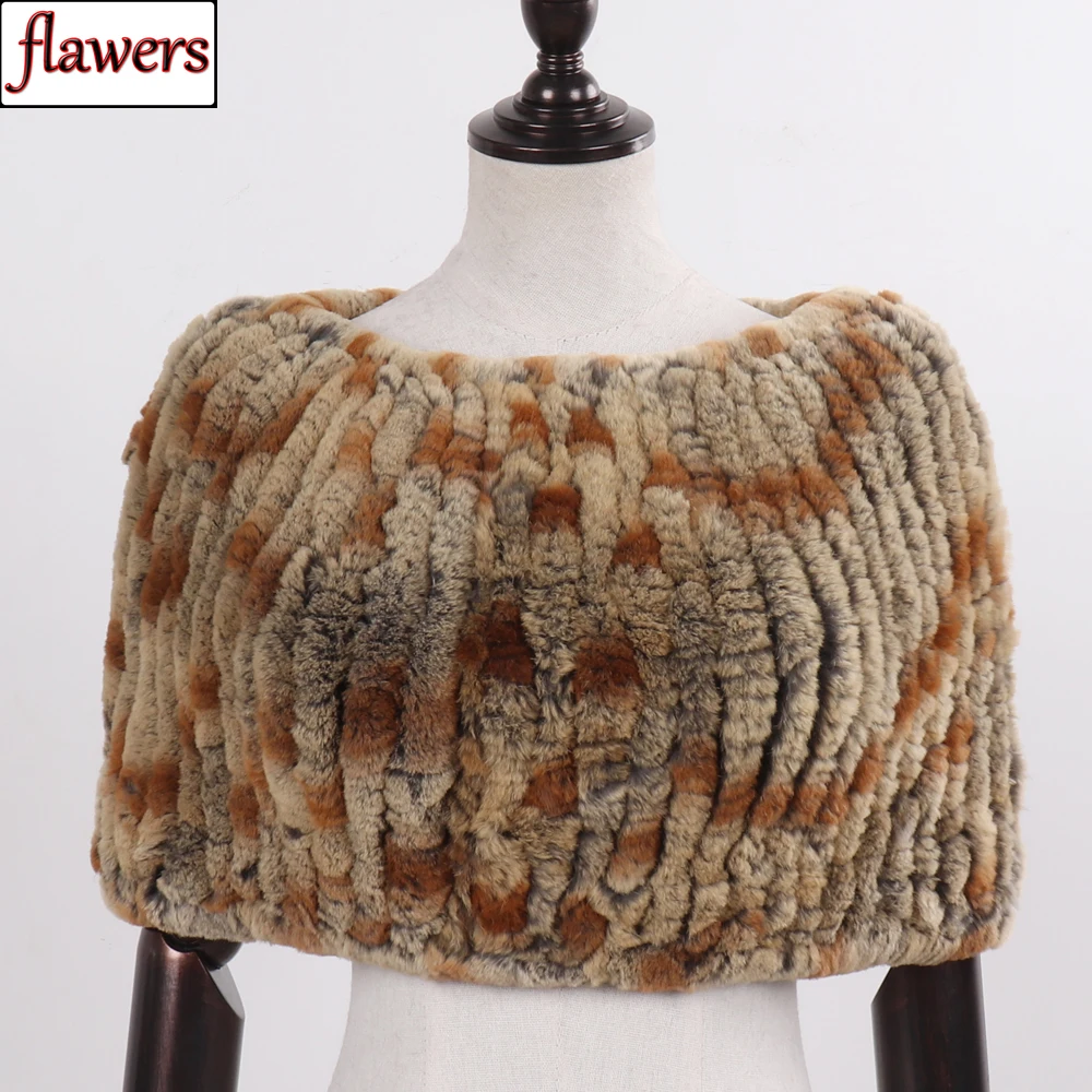 Женский вязаный пончо из натурального меха кролика Рекс зимние шарфы Пашмина