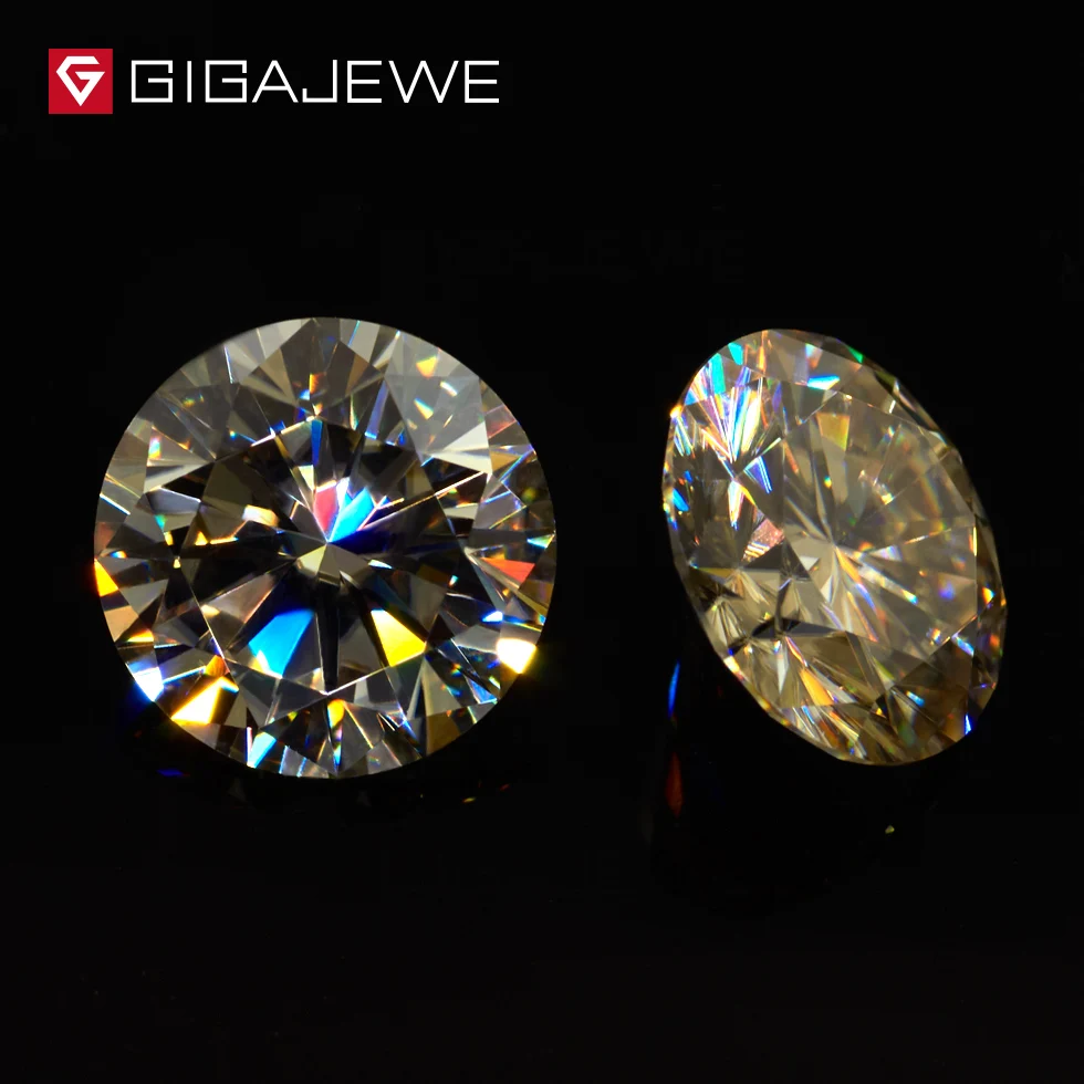 GIGAJEWE 6 мм 0.8ct желтое шампанское VVS1 круглая отличная огранка Муассанит сыпучий Камень Алмазный тест прошел лабораторный драгоценный камень для изготовления подарка