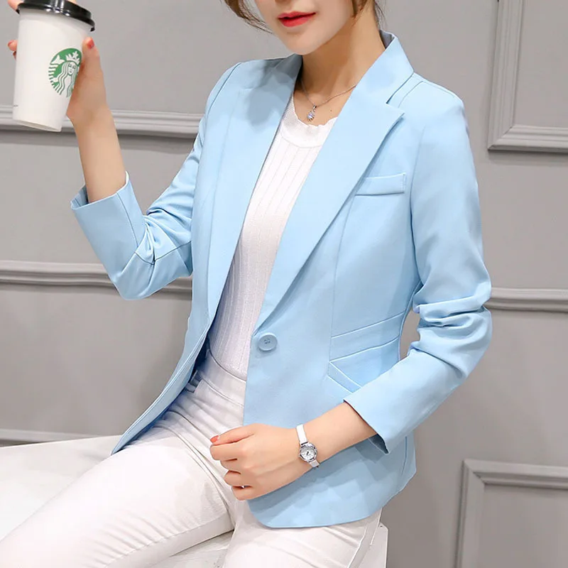 Новая Мода Тренд карамельных цветов лацканы одна кнопка с длинным рукавом