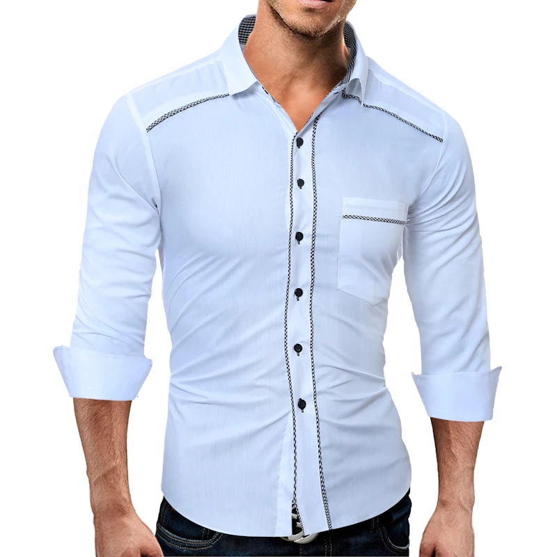 

2017 New Winter Slim Fit Mens Casual Shirt Fashion Long Sleeve Sewing Social Shirt Male Shirts Single-Breasted Solid color Shirt