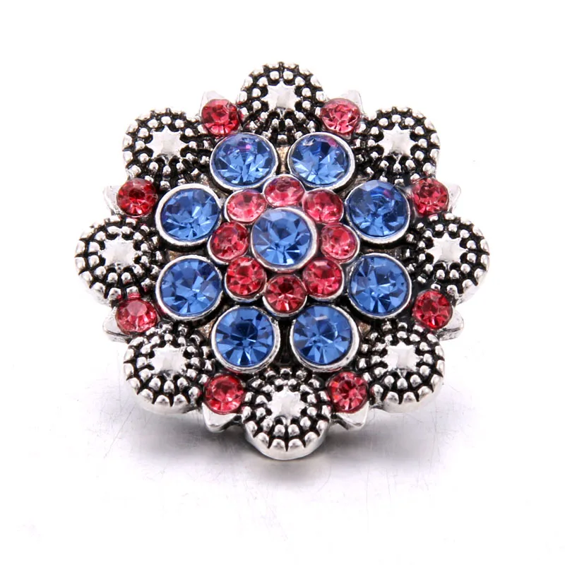 A1768-blue 10PCS High Quality 18mm Snap Button Jewelry Flower Heart wings Snap Buttons Fit Snap Bracelet for Women Love Snaps Jewelry - Окраска металла: A1768-blue
