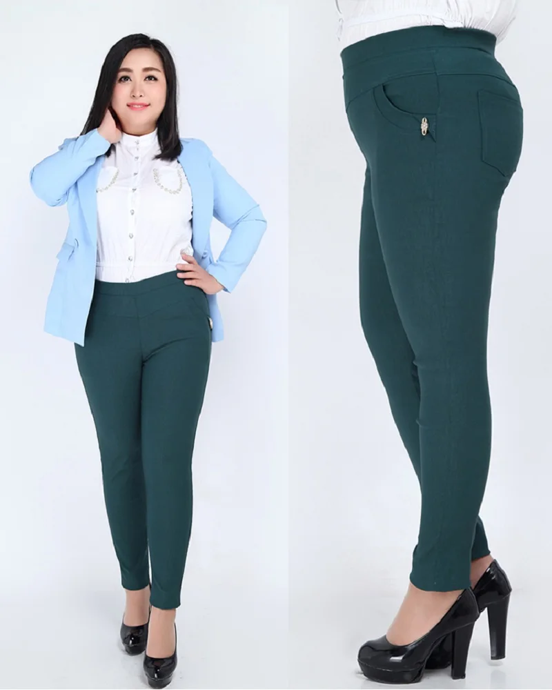 Женские однотонные брюки с высокой талией узкие большого размера 2XL-6XL модные