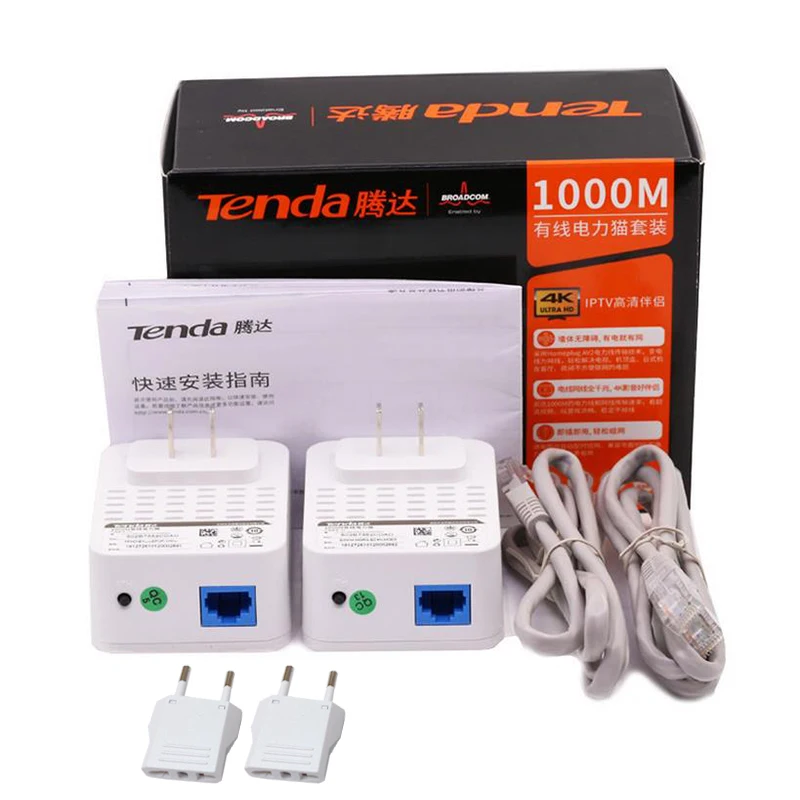 Tenda PH3 1000 Мбит/с сетевой адаптер Powerline 1 порт Gigabit AV1000 Ethernet PLC адаптеры Высокая