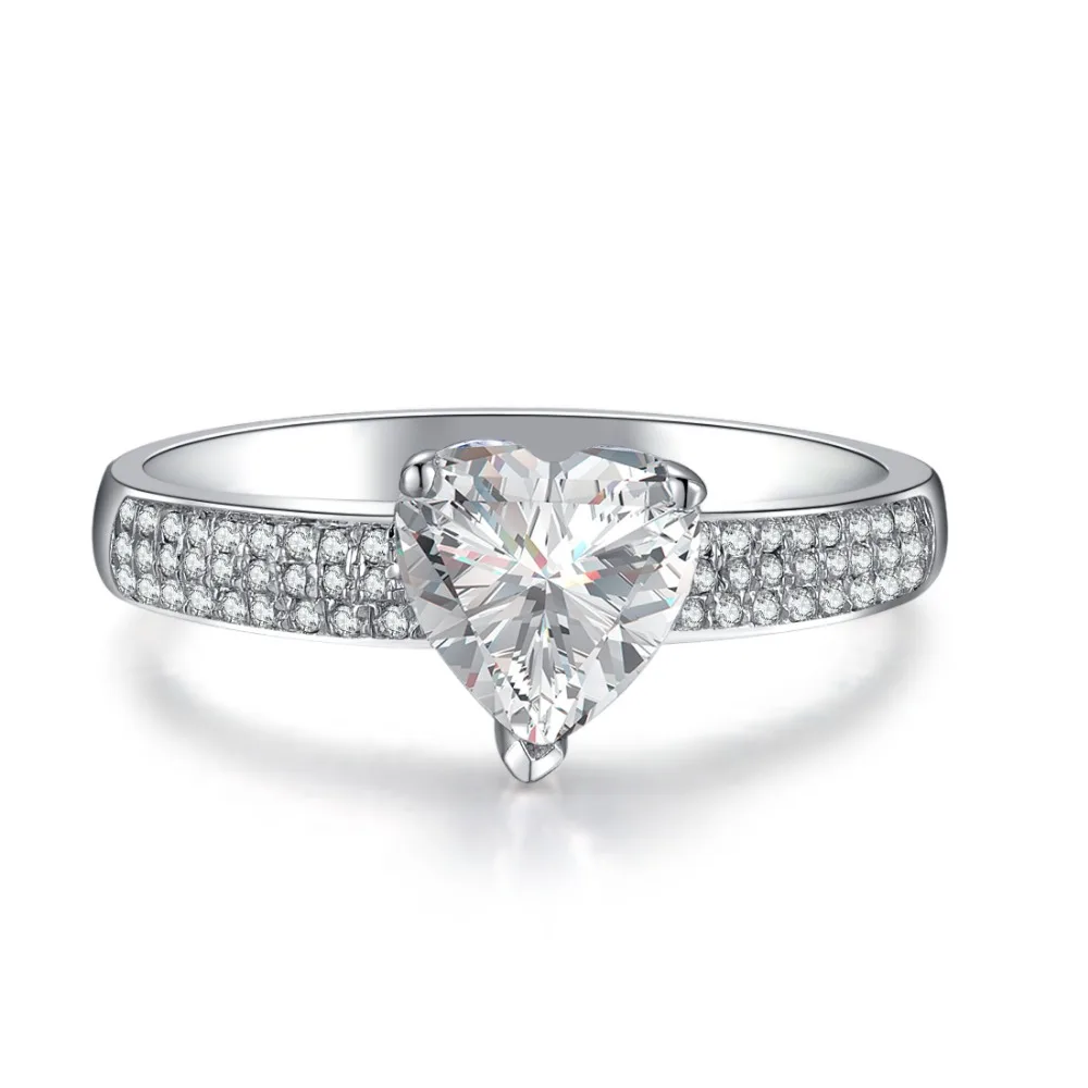 Ювелирные изделия в форме сердца 2 карата проложенное синтетическое кольцо с