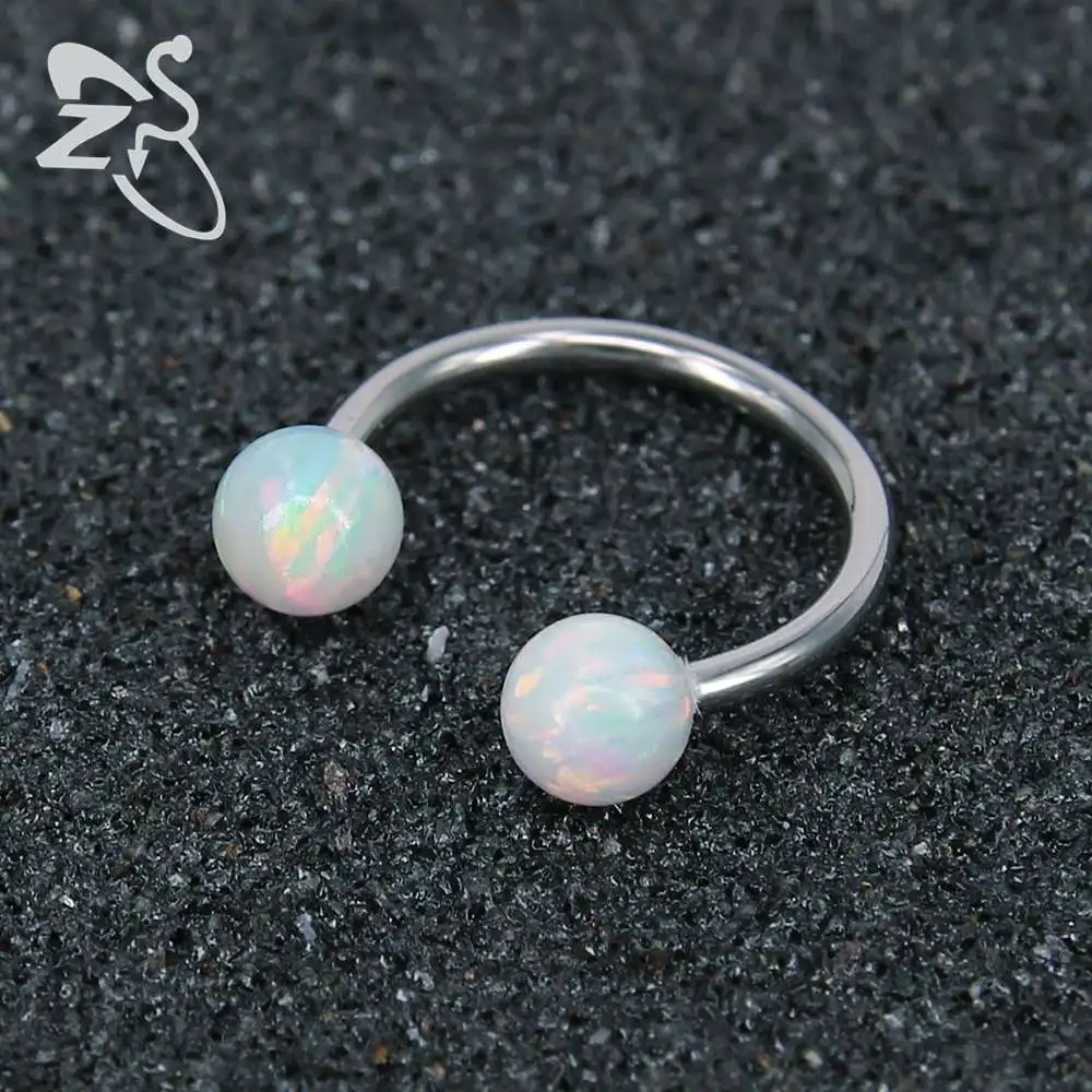 Кольца для бровей и губ из нержавеющей стали с белыми синими огненными опаловыми