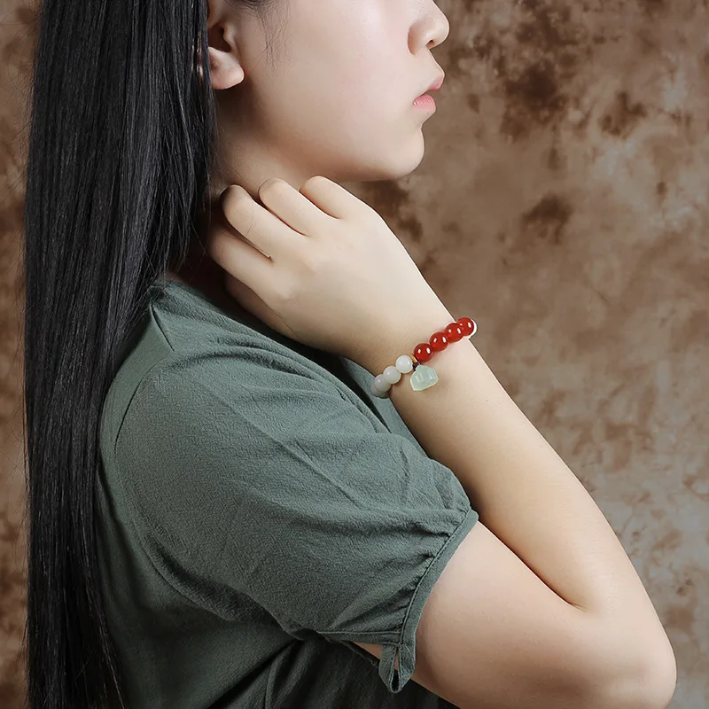 Оникс лотоса пруд кулон оливковые части с натуральным белым Бодхи бисером