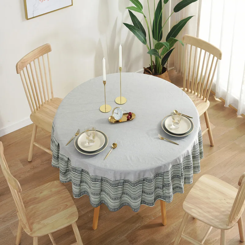 2019 New Products Nordic Simple Solid Color Round Cotton and Linen Tablecloth Waterproof Coffee Table Cloth Cover Towel | Дом и сад