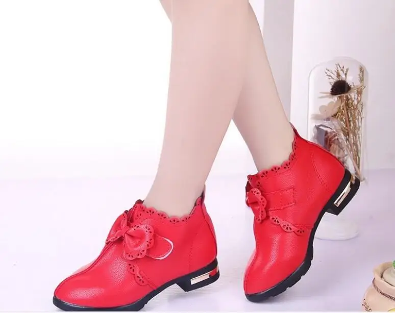 Детские Новые осенне-зимние ботинки с бантом детская зимняя обувь мотоциклетные