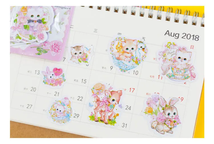 Kawaii цветок прекрасный кот золочение декоративные наклейки из бумаги васи Скрапбукинг палочка этикетка канцелярские наклейки для дневника, альбома