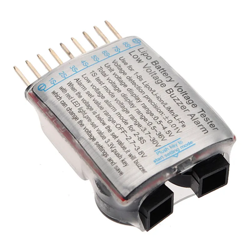 Монитор напряжения 1-8S Lipo/li-ion/Fe напряжение батареи 2в1 тестер низкого напряжения Звуковой сигнал 3,7-30 в 3,9 см x 2,4 см x 0,9 см