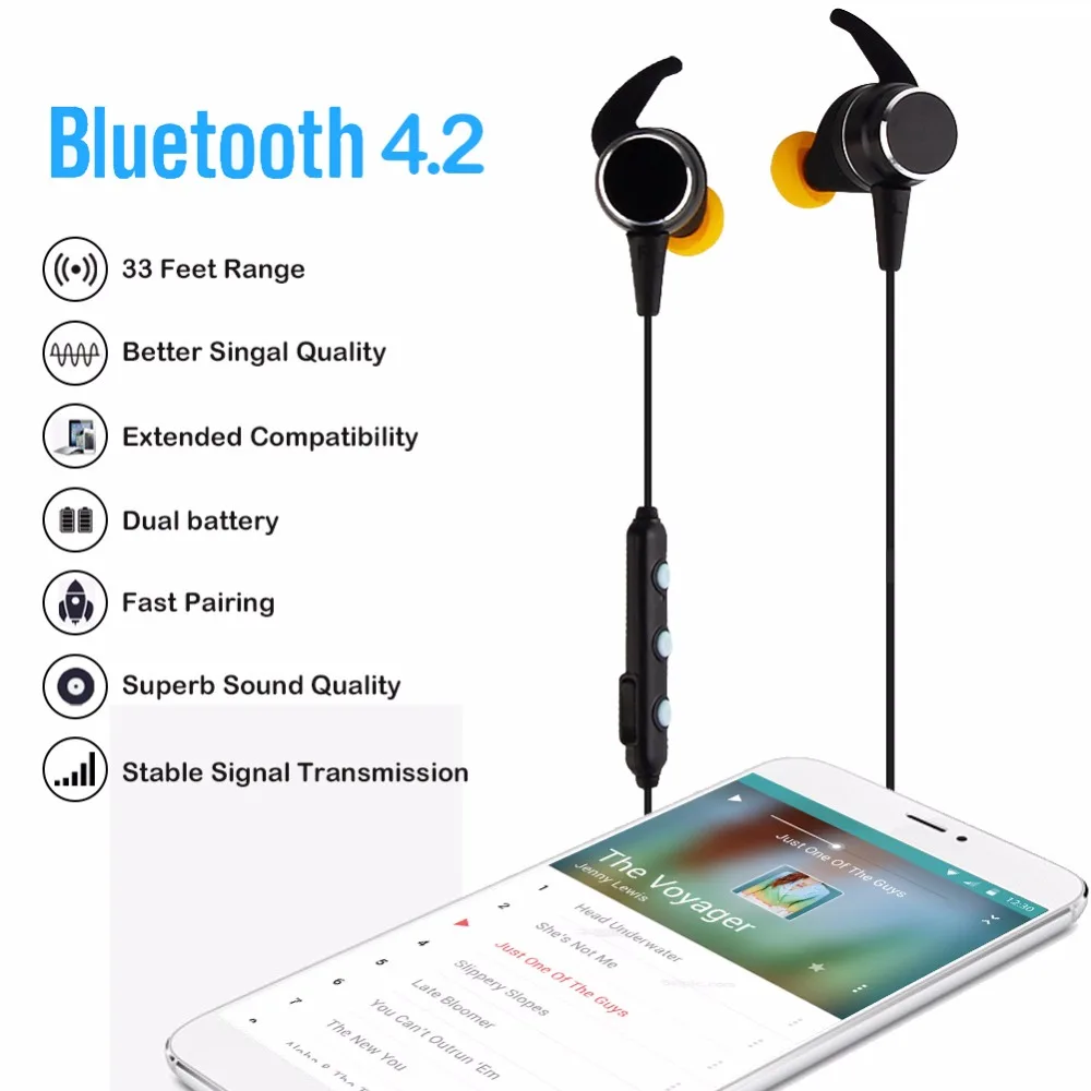 Высокое качество Беспроводной Bluetooth 4,2 наушники спортивные наушники-вкладыши стерео наушники для iPhone 7 8 Plus X A9/A10