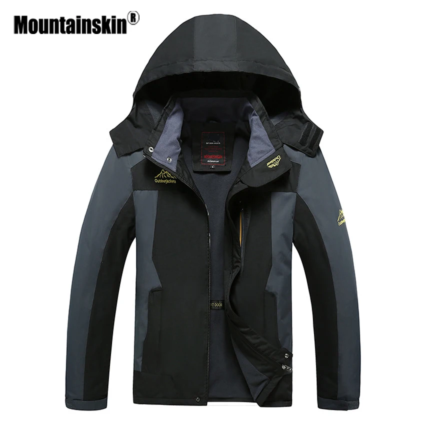 Мужская ветрозащитная куртка Mountainskin черная водонепроницаемая с капюшоном